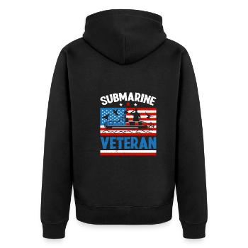 US Submariner Veteran - Unisex Premium Bio Zip Hoodie - Schwarz - Hinten - Nico (187cm)
