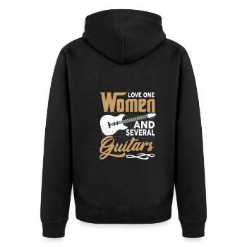 Love One Woman And Several Guitars Bass Guitar - Unisex Premium Organic Zip Hoodie - black - Back - Nico (187cm)