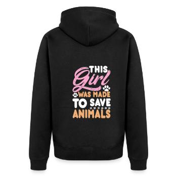 This Girl Was Made To Save Animals Vet Tech - Unisex Premium Organic Zip Hoodie - black - Back - Nico (187cm)