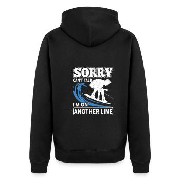 Sorry Can't Talk I'm On Another Line Wakeboarding - Unisex Premium Organic Zip Hoodie - black - Back - Nico (187cm)