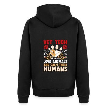 Veterinary Technician Funny Vet Tech - Unisex Premium Bio Zip Hoodie - Schwarz - Hinten - Nico (187cm)
