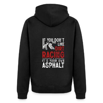 Funny Dirt Track Racing Pun Race Car Asphalt - Unisex Premium Bio Zip Hoodie - Schwarz - Hinten - Nico (187cm)