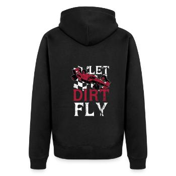 Let Dirt Fly Funny Dirt Track Racing - Unisex Premium Organic Zip Hoodie - black - Back - Nico (187cm)