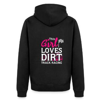 This Girl Loves Dirt Track Racing - Unisex Premium Organic Zip Hoodie - black - Back - Nico (187cm)