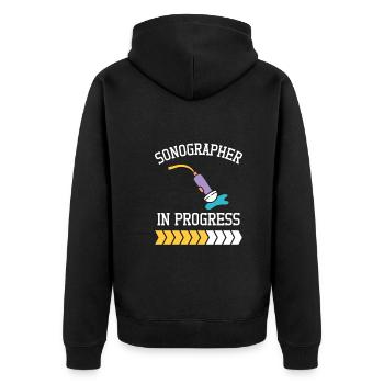 Sonographer In Progress Sonography Ultrasound Tech - Unisex Premium Bio Zip Hoodie - Schwarz - Hinten - Nico (187cm)