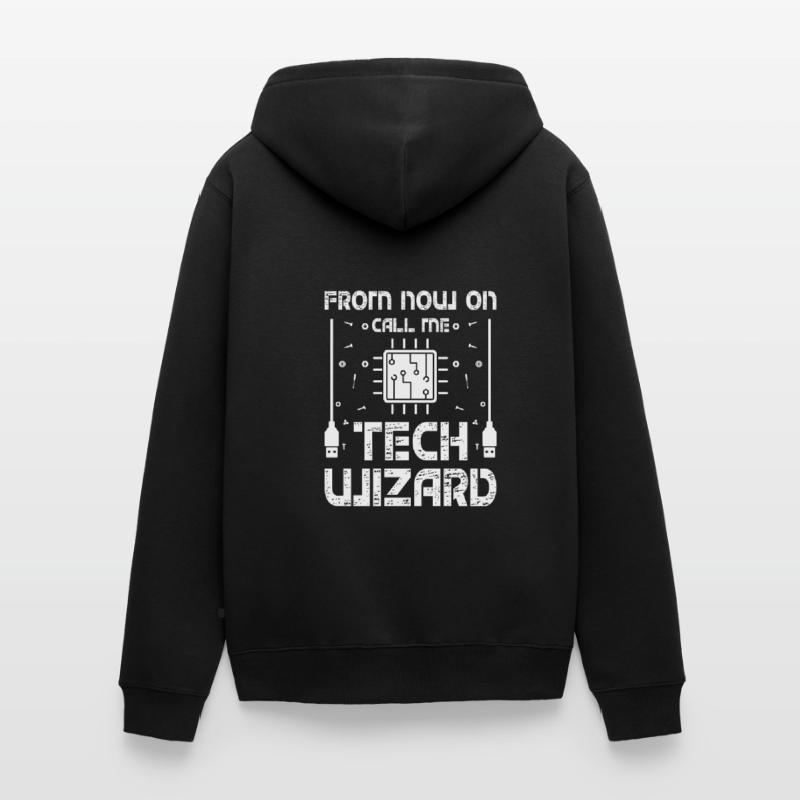 Call Me Tech Wizard Funny IT Support Computer Unisex Premium Organic Zip Hoodie