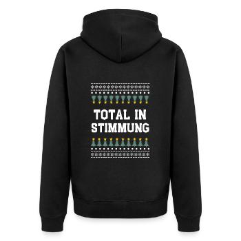 Total in Weihnachtsstimmung - Unisex Premium Bio Zip Hoodie - Schwarz - Hinten - Nico (187cm)
