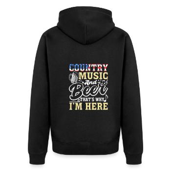 Country Music and Beer That's Why I'm Here - Unisex Premium Bio Zip Hoodie - Schwarz - Hinten - Nico (187cm)