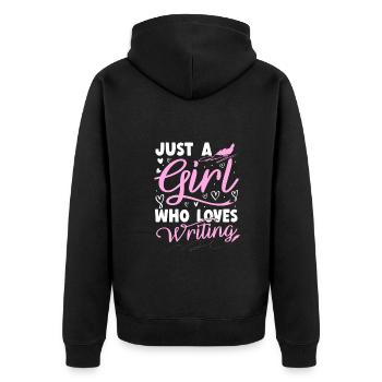 Juste une fille qui aime écrire Auteur drôle Écrivain - Veste à capuche bio Premium Unisexe - noir - Dos - Nico (187cm)
