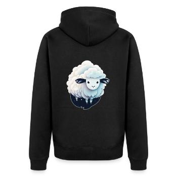 Sheep - Unisex Premium Organic Zip Hoodie - black - Back - Nico (187cm)