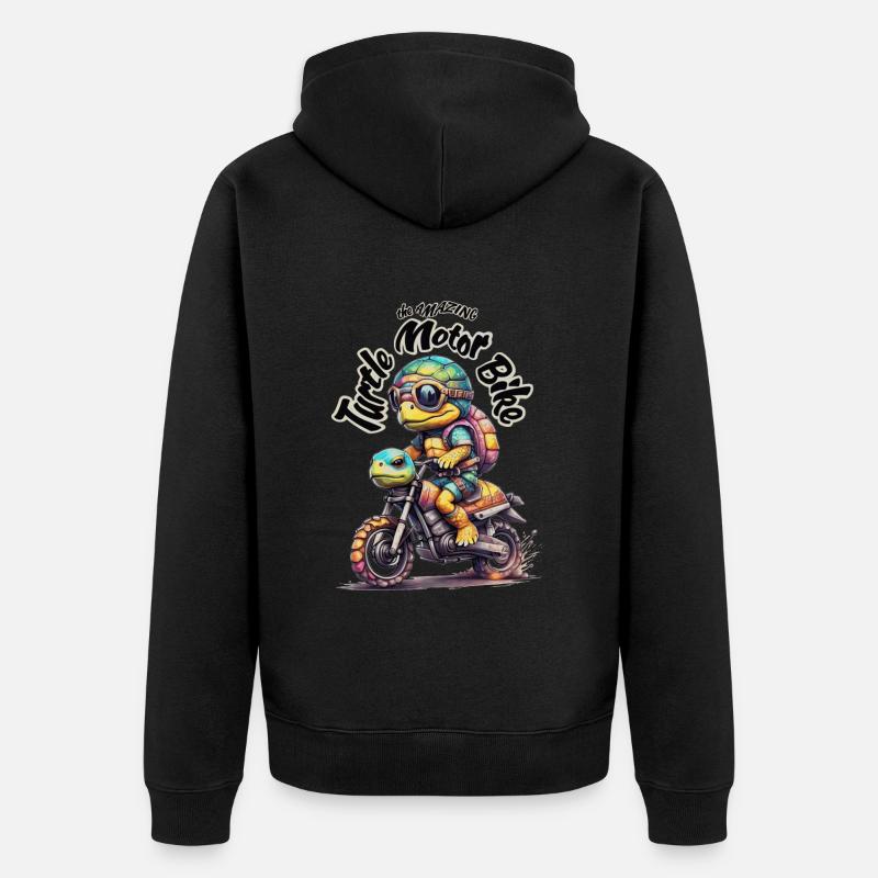 Tortue motarde - 2 - Veste à capuche bio Premium Unisexe - noir