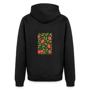Berry Magic Strawberries - Unisex Premium Organic Zip Hoodie - black - Back - Nico (187cm)