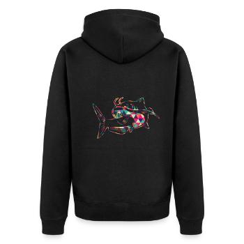 Silure géométrique coloré - Veste à capuche bio Premium Unisexe - noir - Dos - Nico (187cm)