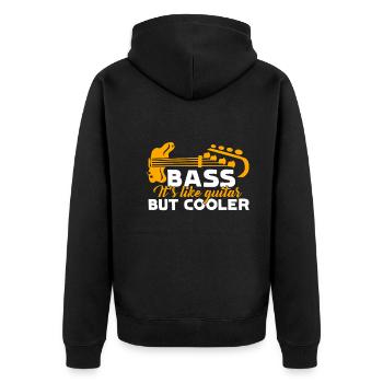 Bassgitarre wie Gitarre, aber cooler - Unisex Premium Bio Zip Hoodie - Schwarz - Hinten - Nico (187cm)