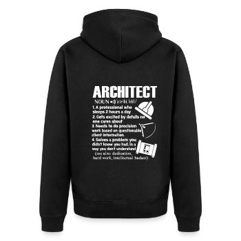 Architekt Architekt Definition - Unisex Premium Bio Zip Hoodie - Schwarz - Hinten - Nico (187cm)