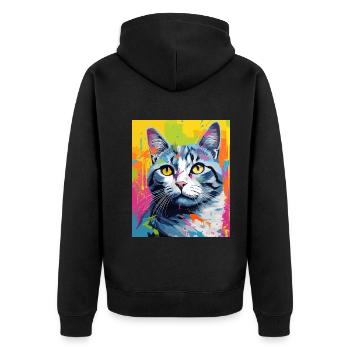 Tenue de chat chat à poil court pour les amoureux des chats - Veste à capuche bio Premium Unisexe - noir - Dos - Nico (187cm)