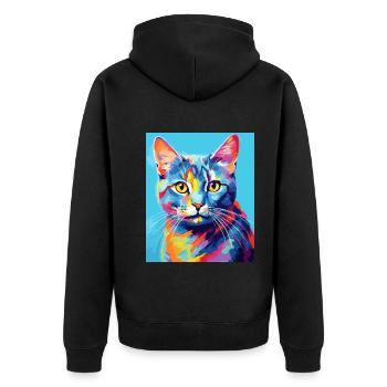 Tenue de chat chat à poil court pour les amoureux des chats - Veste à capuche bio Premium Unisexe - noir - Dos - Nico (187cm)