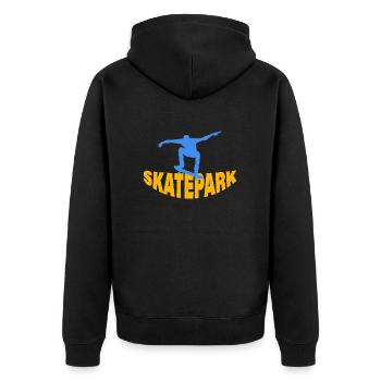 SKATEPARK - Unisex Premium Bio Zip Hoodie - Schwarz - Hinten - Nico (187cm)
