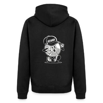 Petanque ball goes to the Boules Petanque Team Cap Boule - Unisex Premium Organic Zip Hoodie - black - Back - Nico (187cm)