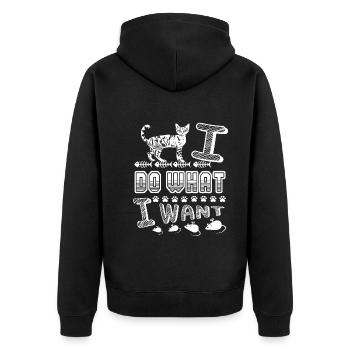 Devon rex Cat Devon rex I Do What I Want - Unisex Premium Organic Zip Hoodie - black - Back - Nico (187cm)