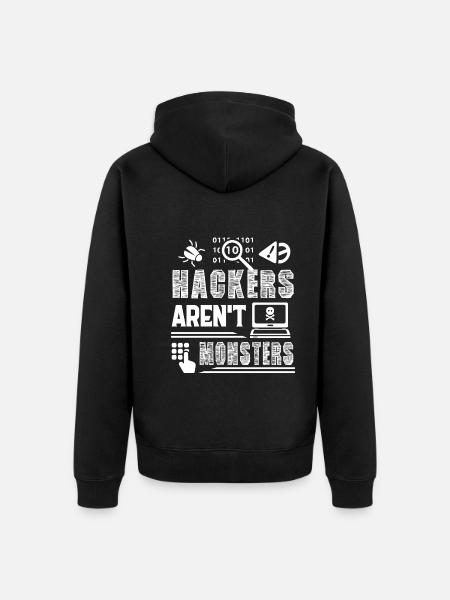 Hacker Hackers Are Not Monsters - Unisex Premium Organic Zip Hoodie - black