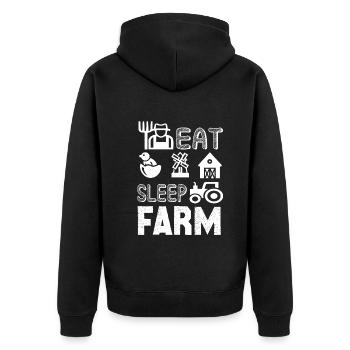 Farmer Eat Sleep Farm - Unisex Premium Organic Zip Hoodie - black - Back - Nico (187cm)