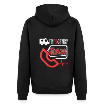 Proud To Be An Emergency Nurse - Unisex Premium Organic Zip Hoodie - black - Back - Nico (187cm)