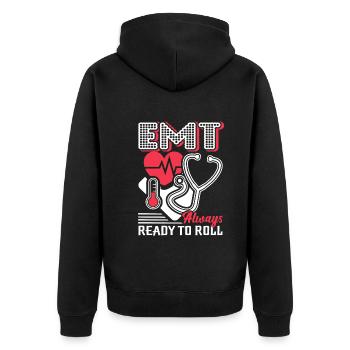 EMT EMT Always Ready To Roll - Unisex Premium Organic Zip Hoodie - black - Back - Nico (187cm)