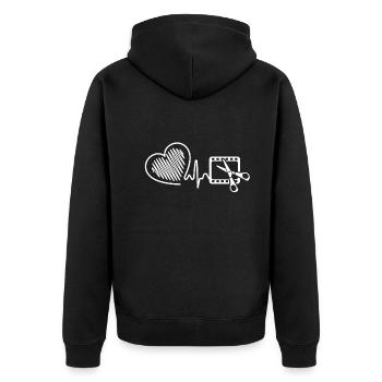 Editor Editor Heartbeat - Unisex Premium Organic Zip Hoodie - black - Back - Nico (187cm)