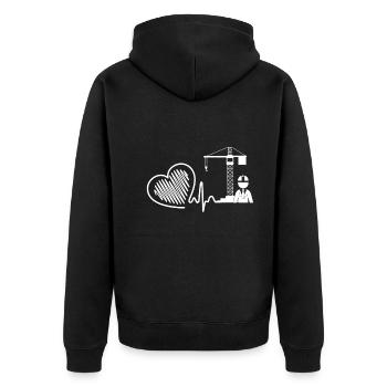 Crane Operator Crane Operator Heartbeat - Unisex Premium Organic Zip Hoodie - black - Back - Nico (187cm)