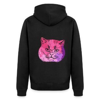 British Shorthair cat Colorful - Unisex Premium Organic Zip Hoodie - black - Back - Nico (187cm)