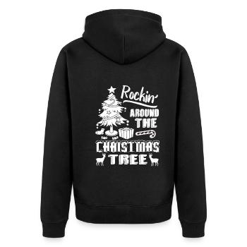 Christmas Tree Rockin Around The Christmas Tree - Unisex Premium Organic Zip Hoodie - black - Back - Nico (187cm)