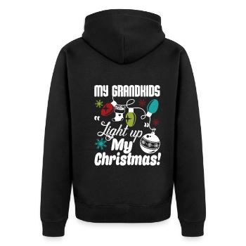 Grandkid My Grandkids Light Up My Christmas - Unisex Premium Organic Zip Hoodie - black - Back - Nico (187cm)