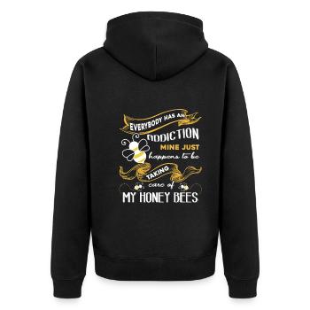 Bee My Addiction Is Honey Bees - Unisex Premium Organic Zip Hoodie - black - Back - Nico (187cm)