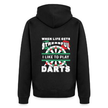 Dart I Like To Play Darts - Unisex Premium Organic Zip Hoodie - black - Back - Nico (187cm)