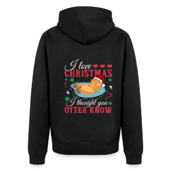 I Love Christmas And I Thought You Otter Know - Unisex Premium Organic Zip Hoodie - black - Back - Nico (187cm)