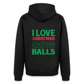 I Love Christmas Balls - Unisex Premium Organic Zip Hoodie - black - Back - Nico (187cm)