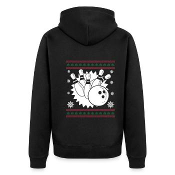 Funny Bowling Christmas Gifts - Unisex Premium Organic Zip Hoodie - black - Back - Nico (187cm)