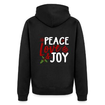 Christmas Peace Love Joy - Unisex Premium Organic Zip Hoodie - black - Back - Nico (187cm)
