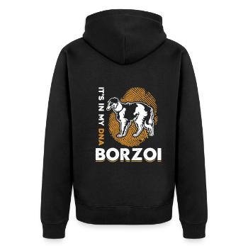 Borzoi Borzoi Is In My DNA - Unisex Premium Organic Zip Hoodie - black - Back - Nico (187cm)