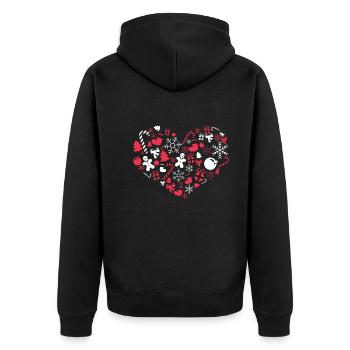 Cute Christmas Heart - Unisex Premium Organic Zip Hoodie - black - Back - Nico (187cm)