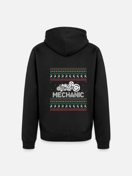 Funny Mechanic Christmas - Unisex Premium Organic Zip Hoodie - black