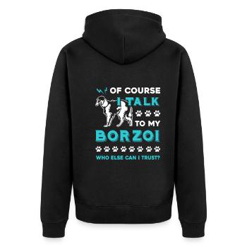 Borzoi I Talk To My Borzoi - Unisex Premium Organic Zip Hoodie - black - Back - Nico (187cm)