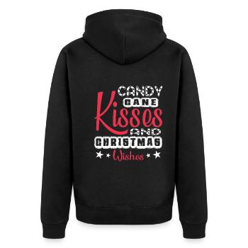 Candy Cane Kisses And Christmas Wishes - Unisex Premium Organic Zip Hoodie - black - Back - Nico (187cm)
