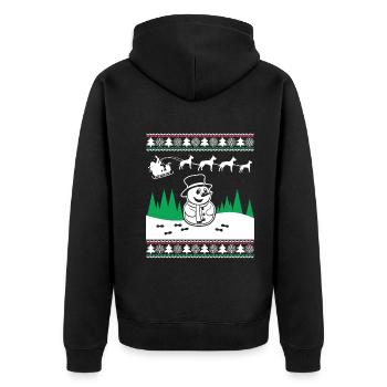 Funny Snowman Great Dane Christmas - Unisex Premium Organic Zip Hoodie - black - Back - Nico (187cm)