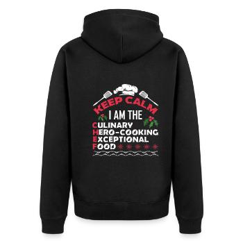 Christmas Keep Calm I'm The Chef - Unisex Premium Organic Zip Hoodie - black - Back - Nico (187cm)