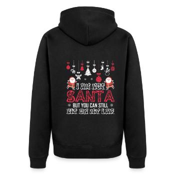 Christmas I'm Not Santa But You Can Sit On My Lap - Unisex Premium Organic Zip Hoodie - black - Back - Nico (187cm)