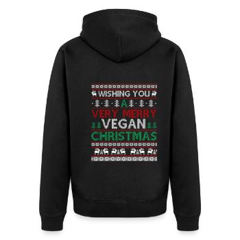 Wishing You A Very Merry Vegan Christmas - Unisex Premium Organic Zip Hoodie - black - Back - Nico (187cm)