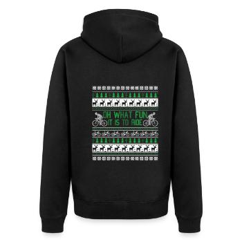 Christmas Cycling Oh What Fun It Is To Ride - Unisex Premium Organic Zip Hoodie - black - Back - Nico (187cm)