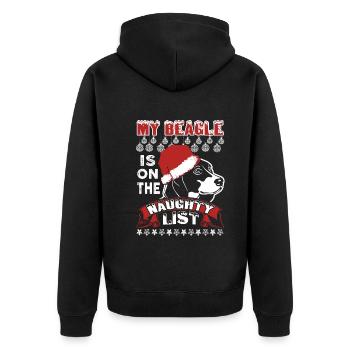 My Beagle Is On The Naughty List Funny Christmas - Unisex Premium Organic Zip Hoodie - black - Back - Nico (187cm)